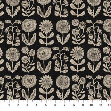 In the Dawn - Rows on Black - 90559 99 - Figo Fabrics