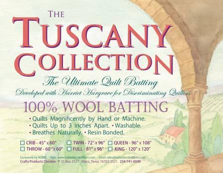 Batting Tuscany 100% Washableool 72in x 96in Twin