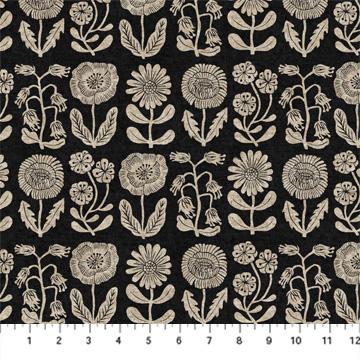In the Dawn - Rows on Black - 90559 99 - Figo Fabrics