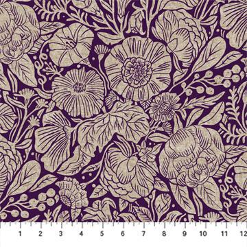 In the Dawn - Flowers on Purple - CL90558 80 - Figo Fabrics