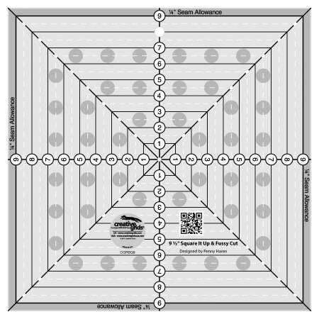Creative Grids 9-1/2in Squaret Up or Fussy Cut Square Quilt Ruler