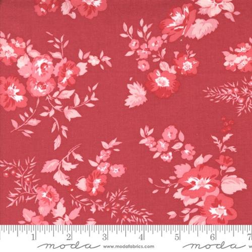 Hollyhocks Roses - 3050 17 - Geranium Red - Bunny Hill Designs for Moda Fabrics