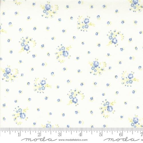 Hollyhocks Roses - 3052 12 - Jasmine Sky - Bunny Hill Designs for Moda Fabrics