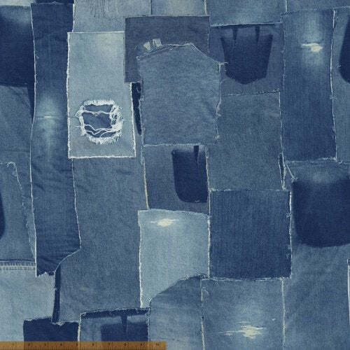 Blue Denim Patches Wide Backing