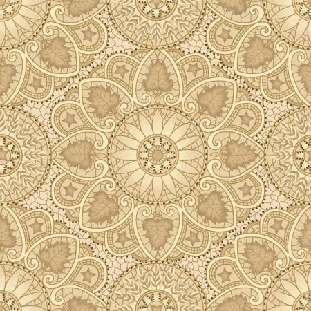Taupe Mandala Allover 108in Wide Back