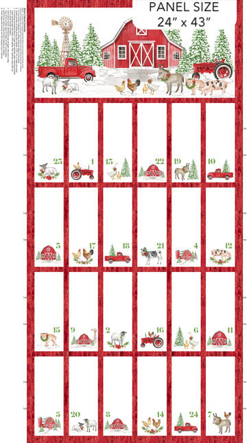 Barnyard Christmas - Advent Panel - 28809-24 - By Deborah Edwards for Northcott