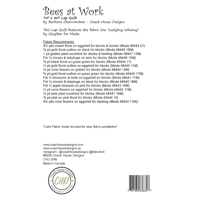 Bees at Work Quilt Pattern - CHD 2595