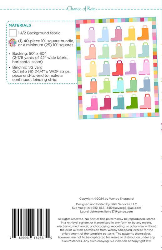 Chance of Rain Pattern by Wendy Sheppard for Moda Fabrics