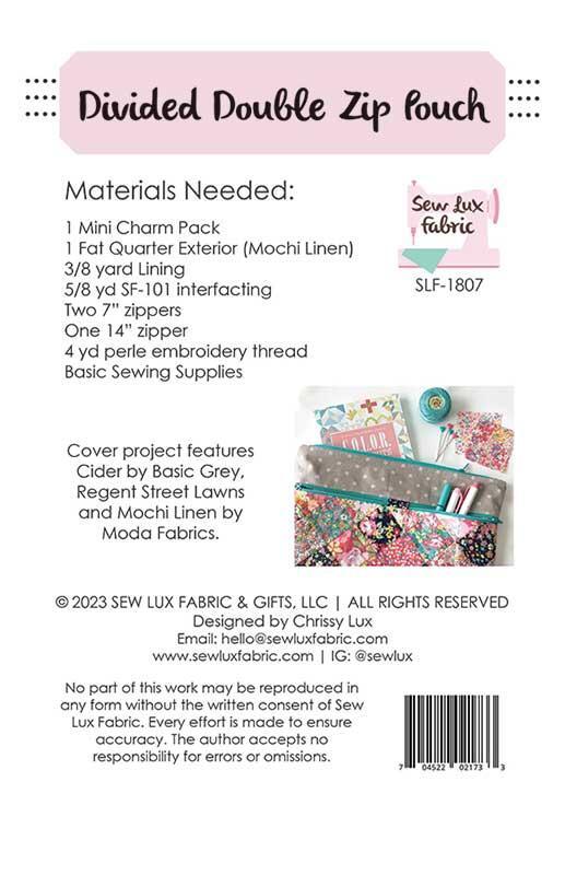 Divided Double Zip Pouch * SLF 1807 Sew Lux Fabric#1