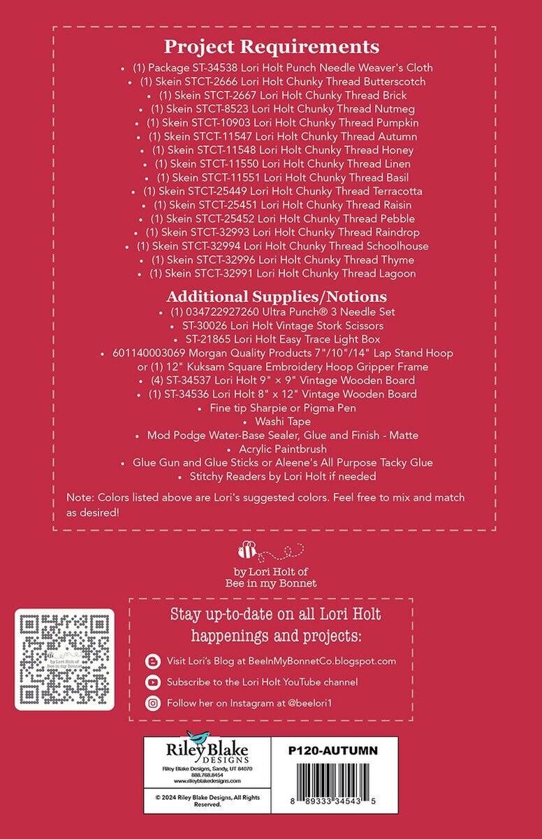 Lori Holt Autumn Punch Needle Pattern