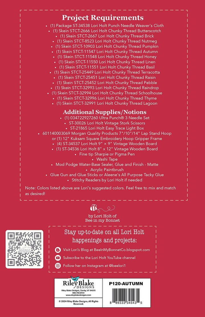 Lori Holt Autumn Punch Needle Pattern