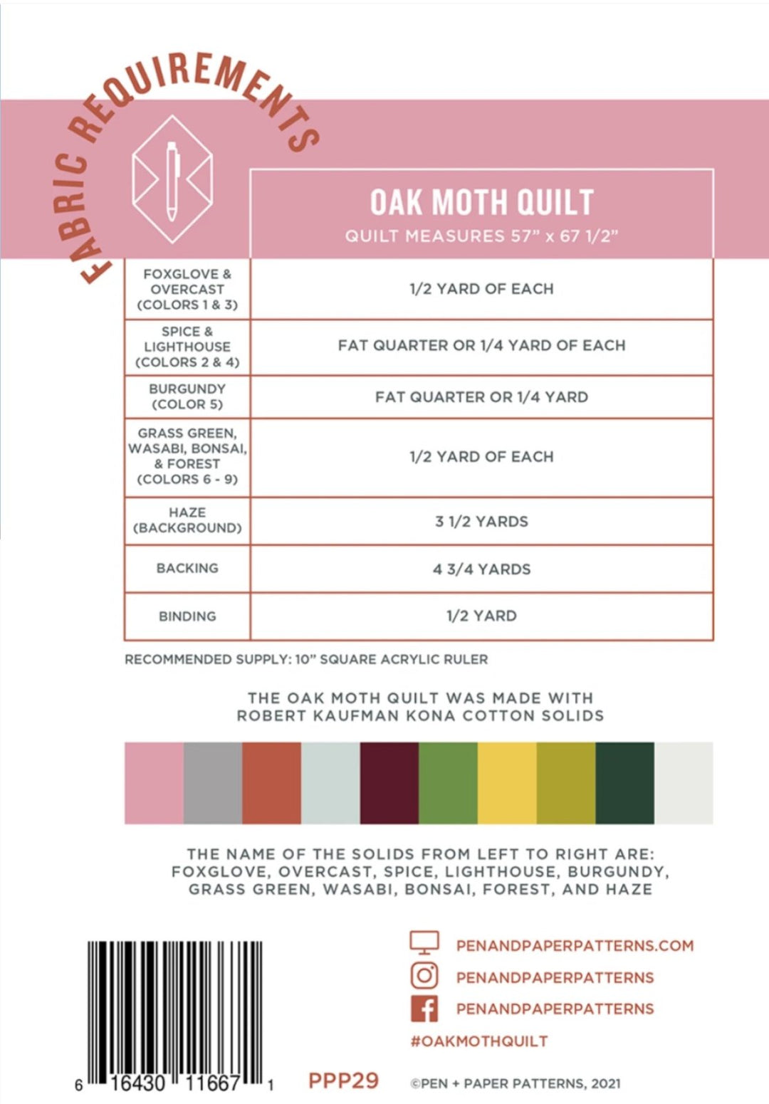 Oak Moth Quilt Pattern