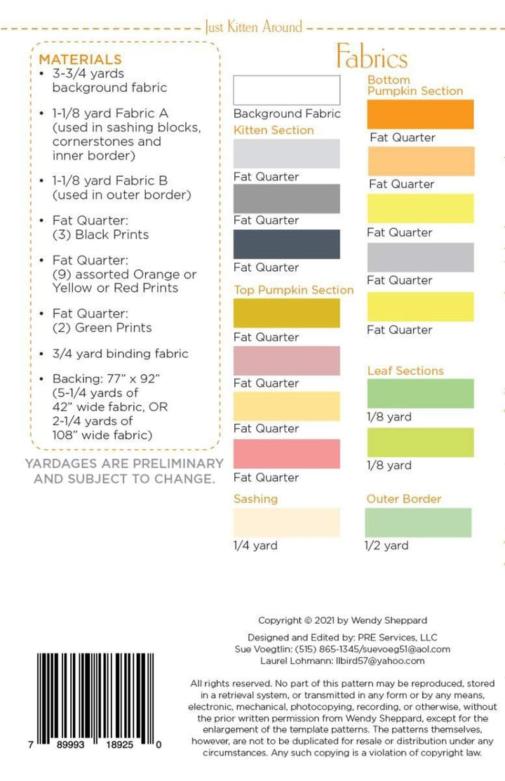 Just Kitten Around Pattern by Wendy Sheppard