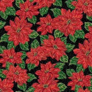 Poinsettias at Christmas - Black Foil - CF17630-BLACK - by Jennifer Bosworth for Riley Blake Designs