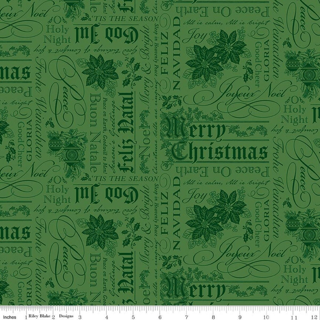 Poinsettias at Christmas - Green - C17632-GREEN - by Jennifer Bosworth for Riley Blake Designs