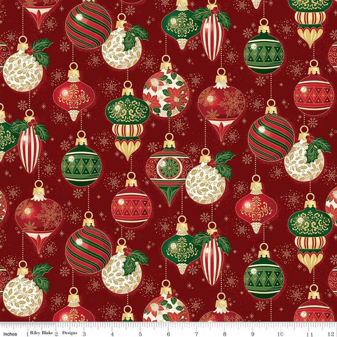 Poinsettias at Christmas - Ornaments Red - CF17631-RED - by Jennifer Bosworth for Riley Blake Designs