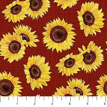 Skinny Bolt - Sunflowers on Red - 1 YD