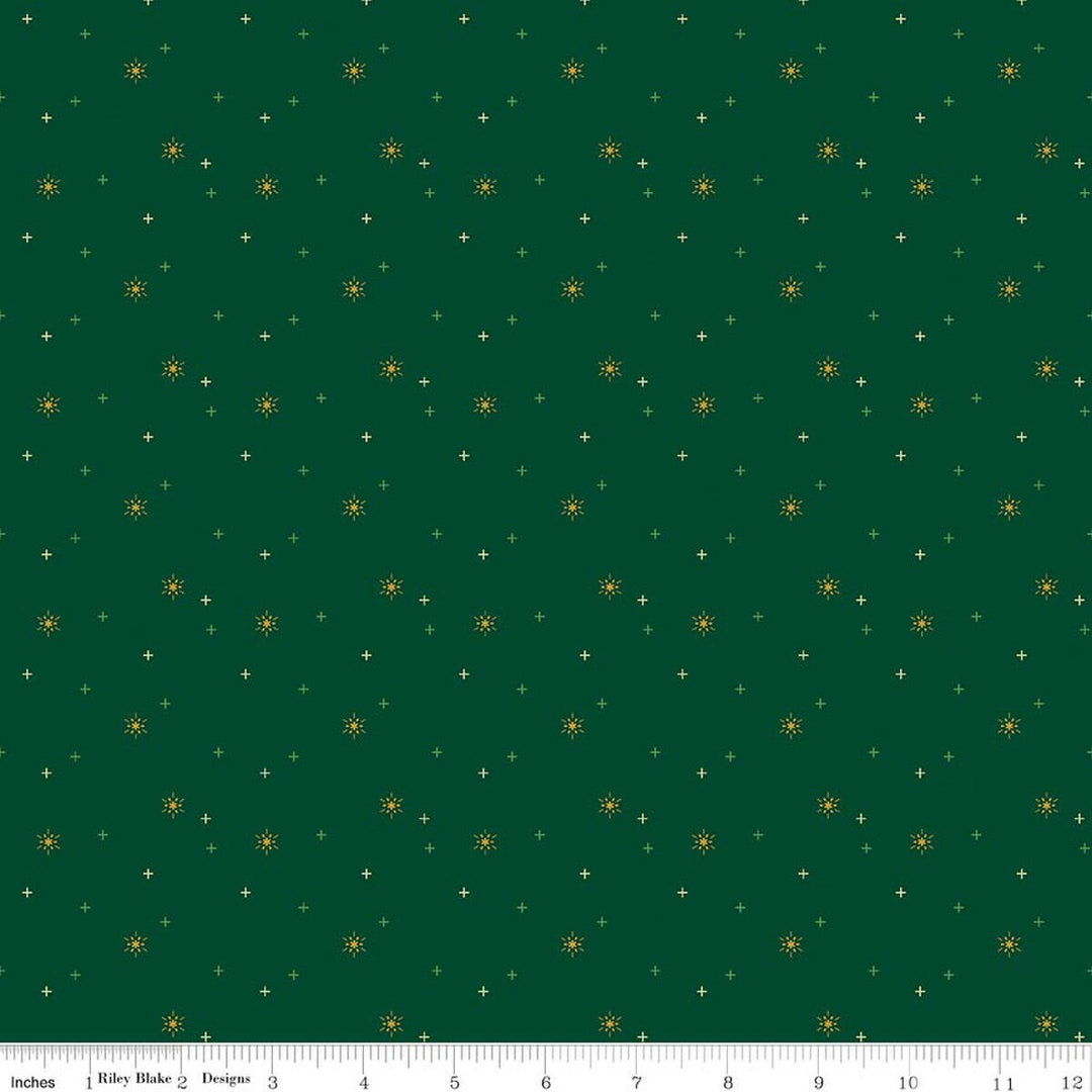 Sparkler Snowflake - Christmas Green - SC652-CHRISTMAS - by Melissa Mortenson for Riley Blake Designs