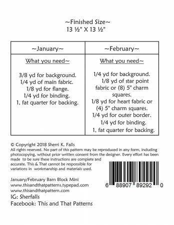 Barn Block Mini January/February