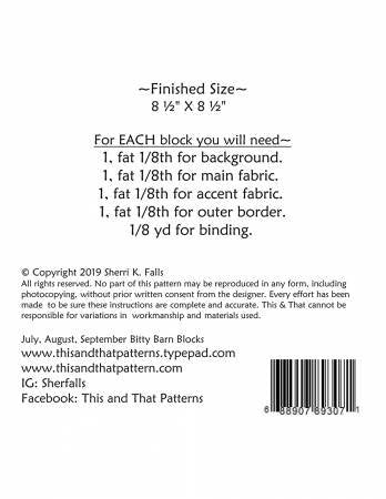 Bitty Barn Blocks July/September