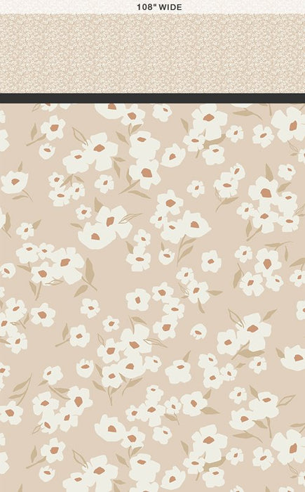 Spring Daisies Ecru Wide Backing Fabric