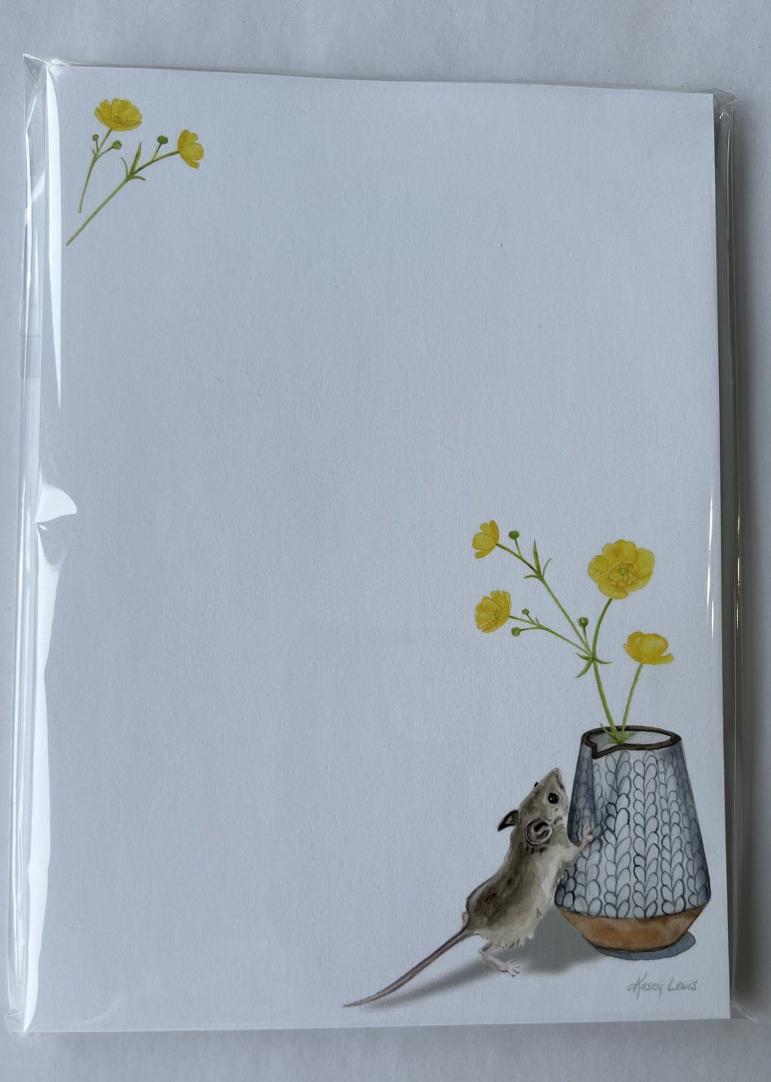 Kasey Melissa Art -  Notepad 5" x 7" Mouse and Buttercups